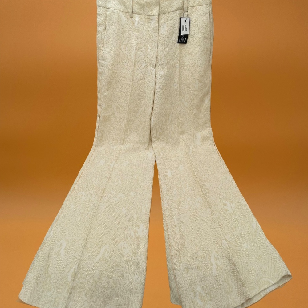 NWT + OFF-WHITE JACQUARD FABRIC TATTOO PALAZZO PANTS / Coconut Milk